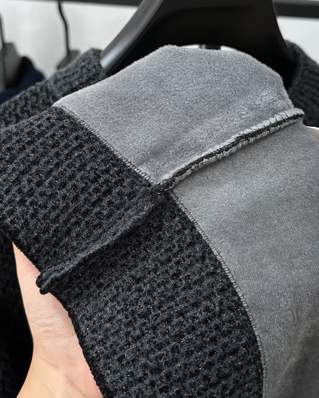 Jersey de Malha Texturizada para Homem com Gola Redonda para o Inverno