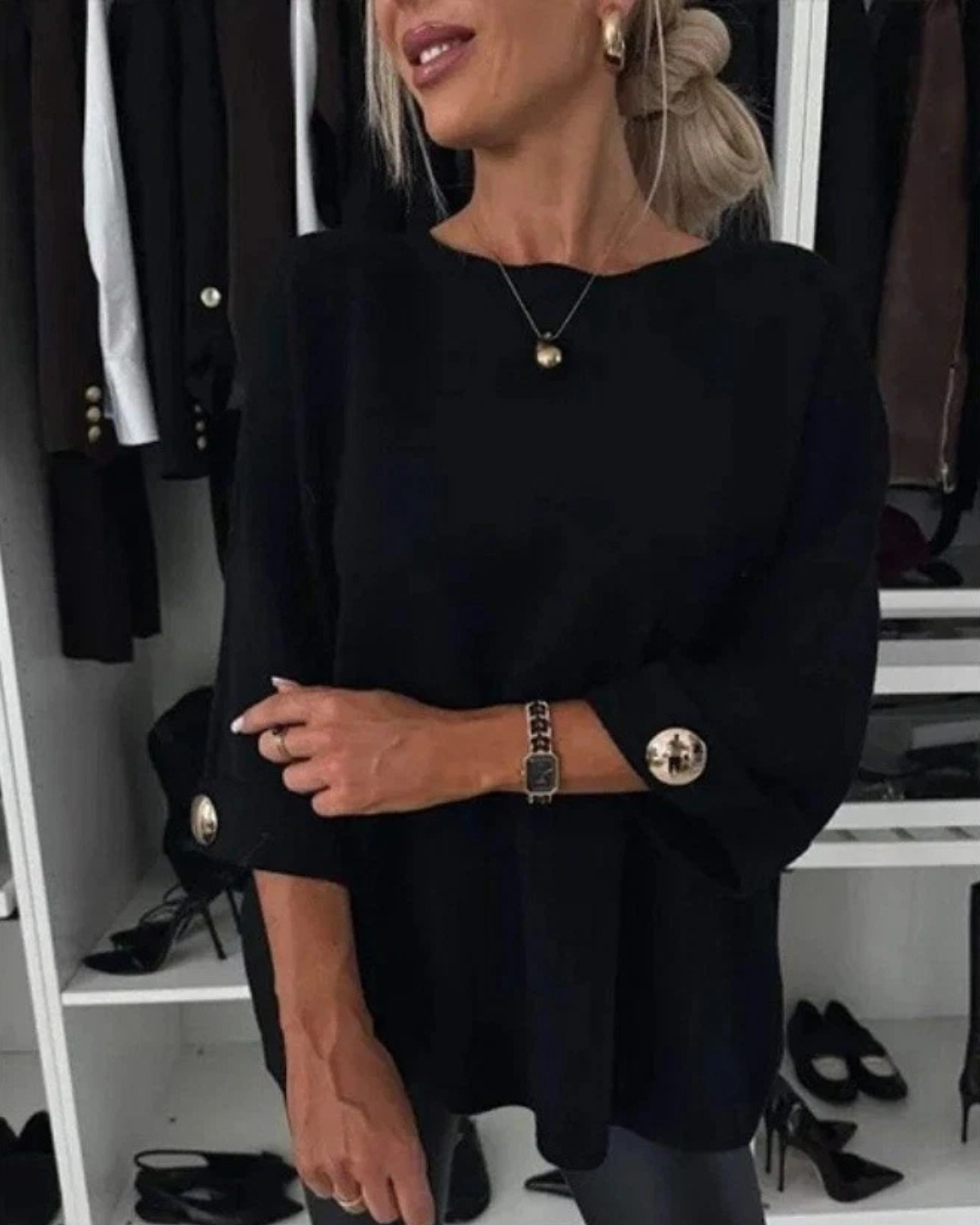 Camisola folgada com mangas largas para mulher