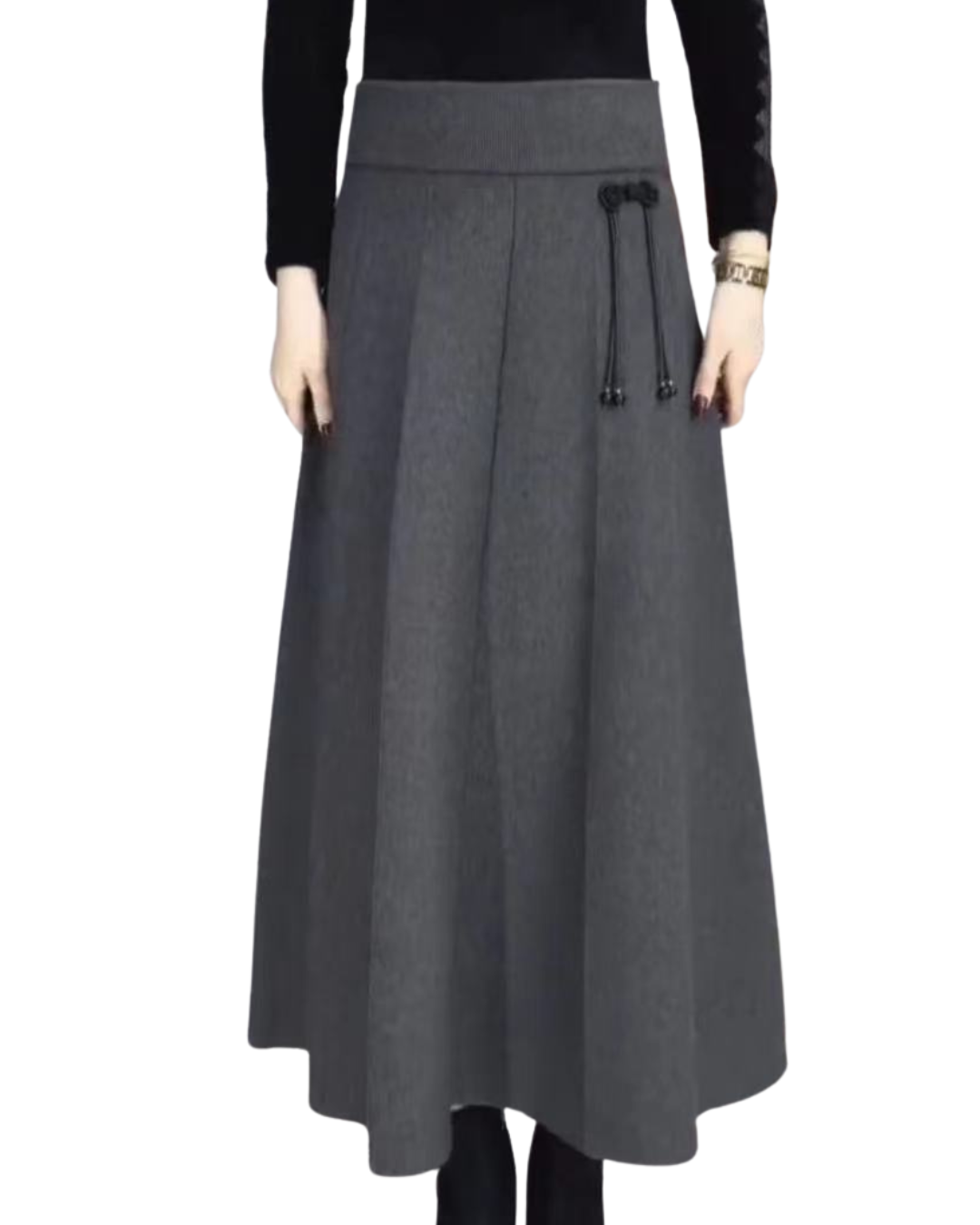 Saia Comprida Larga para Mulher com Bainha de 8 Pregas