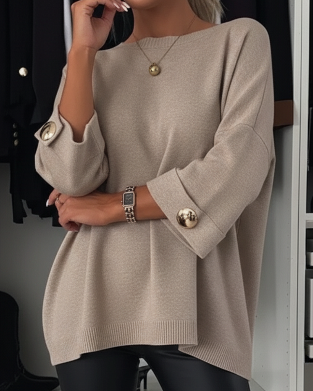 Camisola folgada com mangas largas para mulher