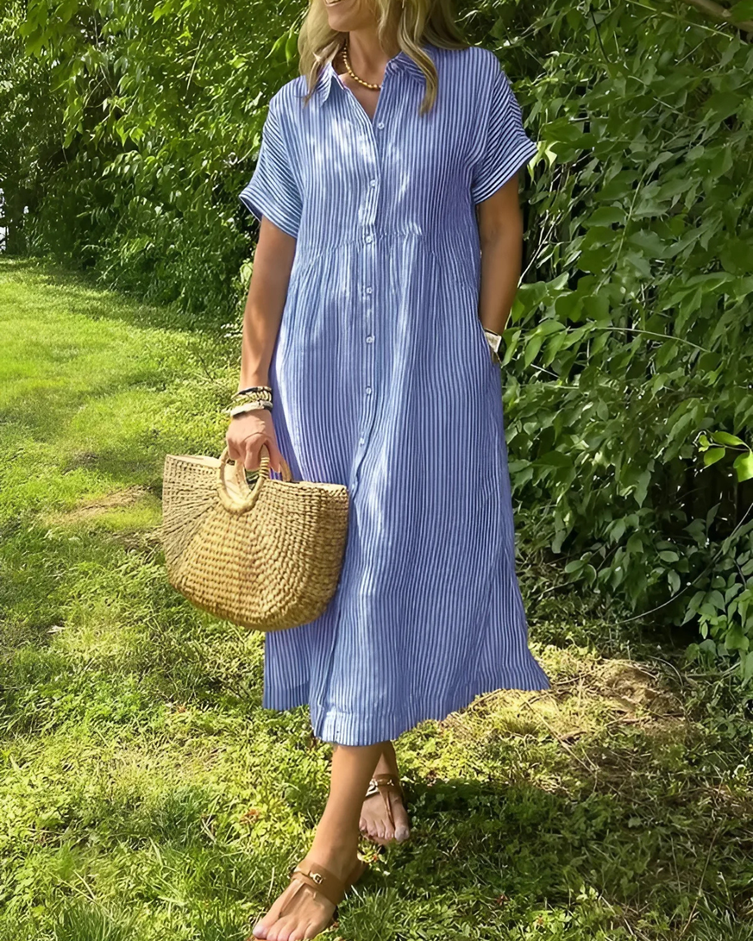 Vestido Camisero Holgado com Bolsos