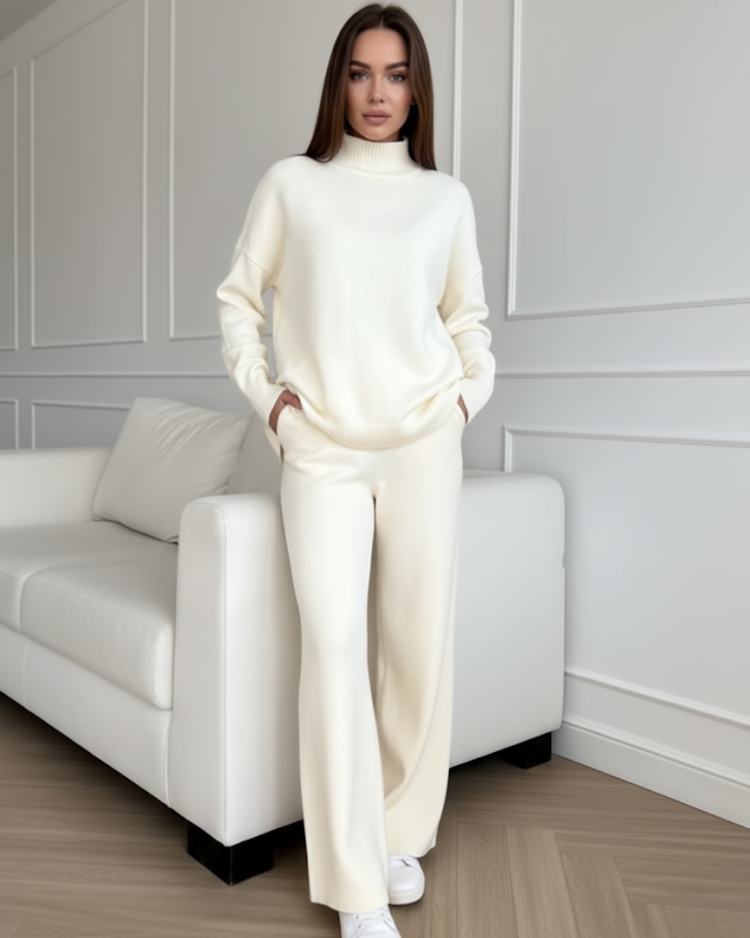 Conjunto desportivo feminino de manga comprida e gola alta