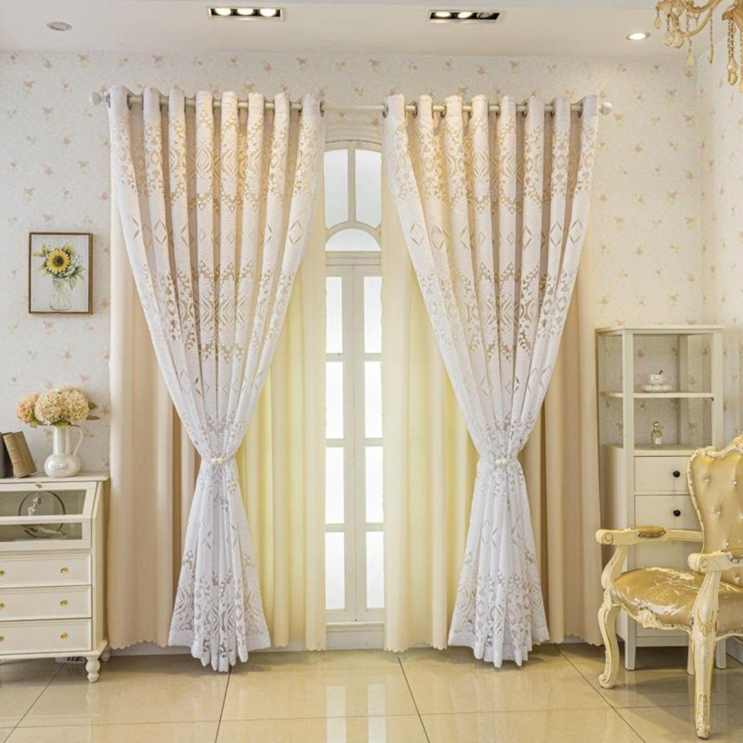 Cortina Dupla de Tecido Espesso com Bloqueio de Luz e Design Moderno (Dimensões 265 cm de comprimento x 166 cm Largura)