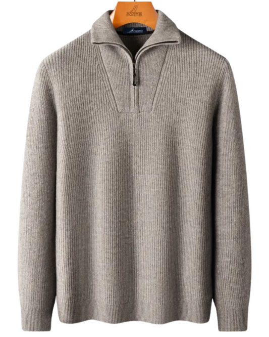 Jersey de Inverno de Lã com Fecho de Correr para Homem