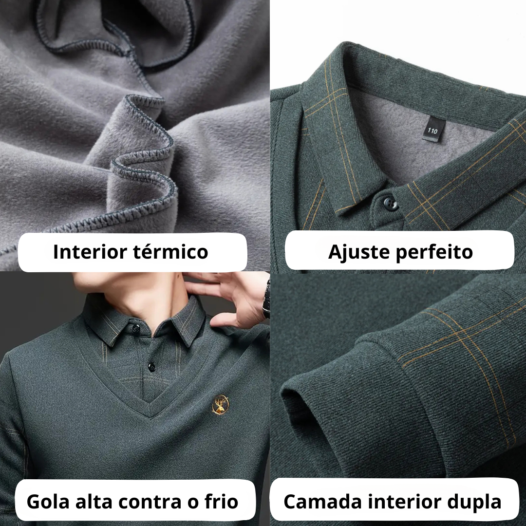 Pulôver e Camisola com Forro de Lã Elástica para Homen