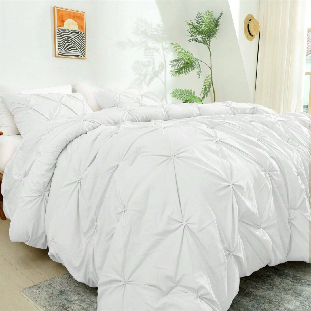 Conjunto Completo de Roupa de Cama Acolchoada com Design Texturado