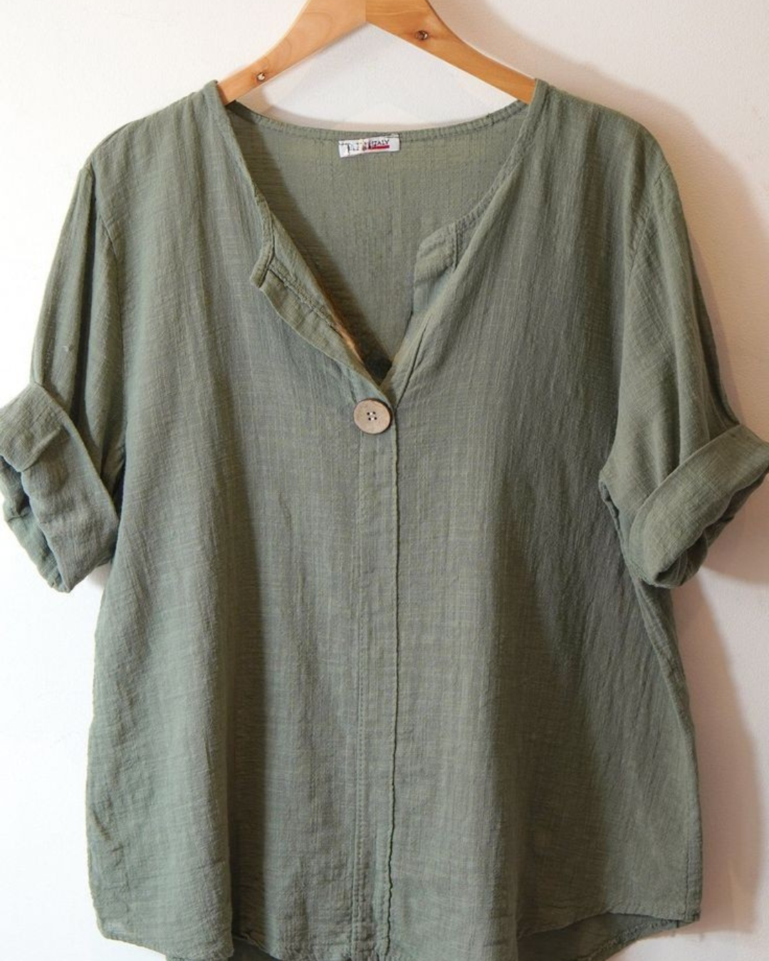 Camisa de Linho Texturizado com Mangas Ajustáveis Estilo Casual e Fresco