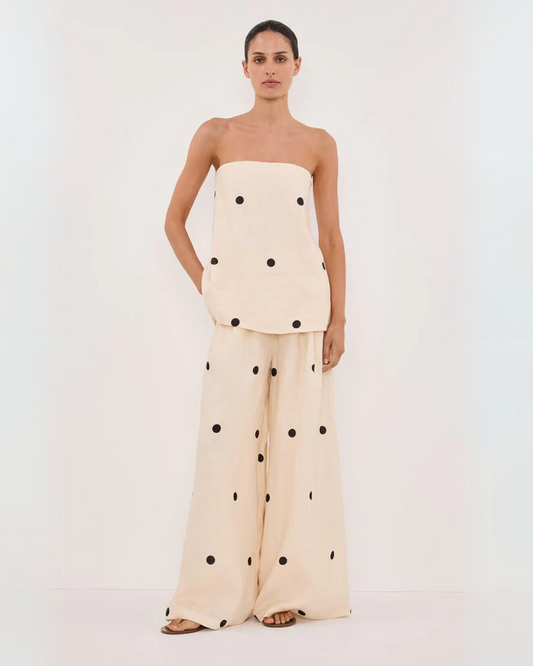 Conjunto de Calças e Top de Bolinhas para Mulher