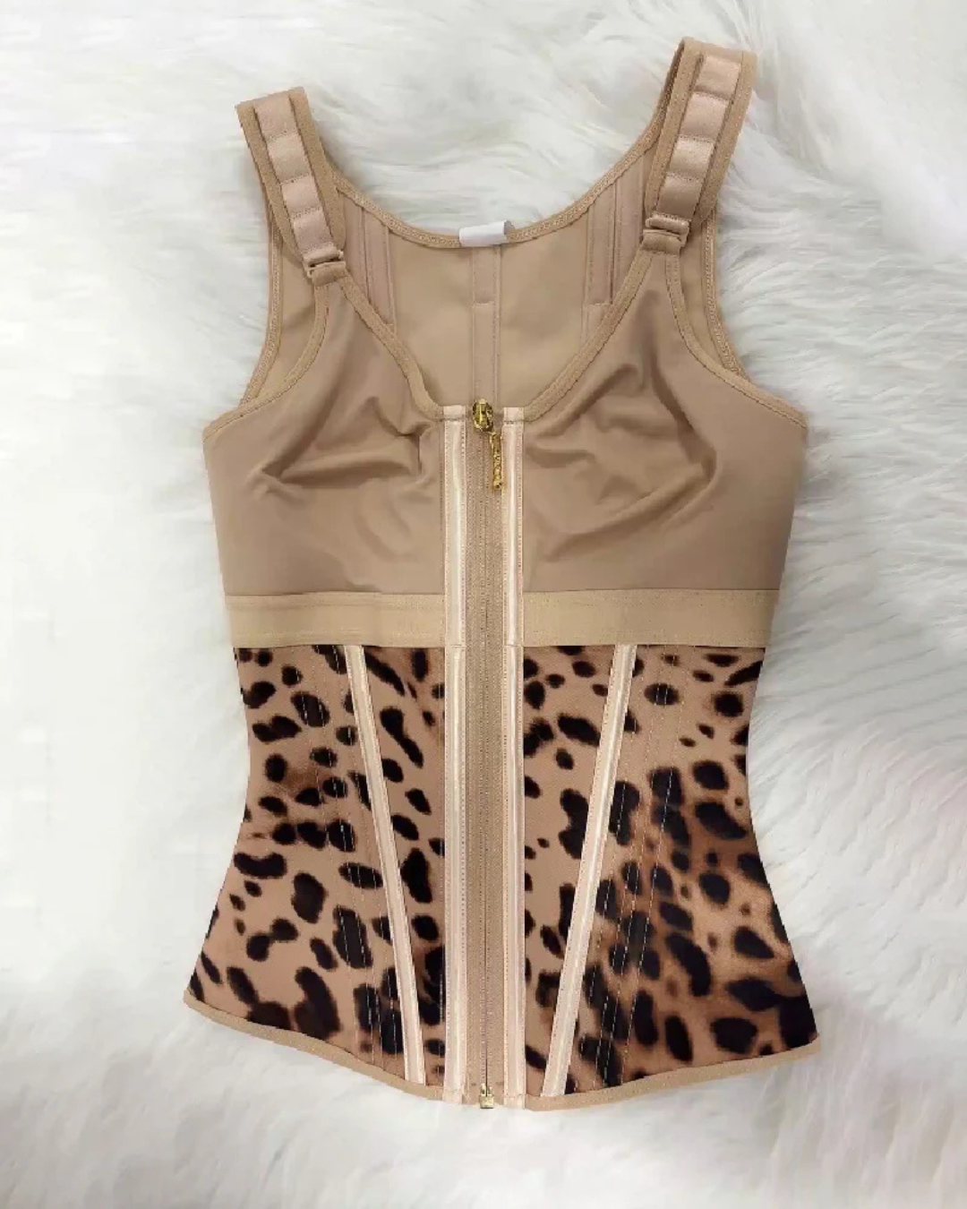 Espartilho de Látex Desossado com Fecho de Correr Colete com Sutiã para Mulher