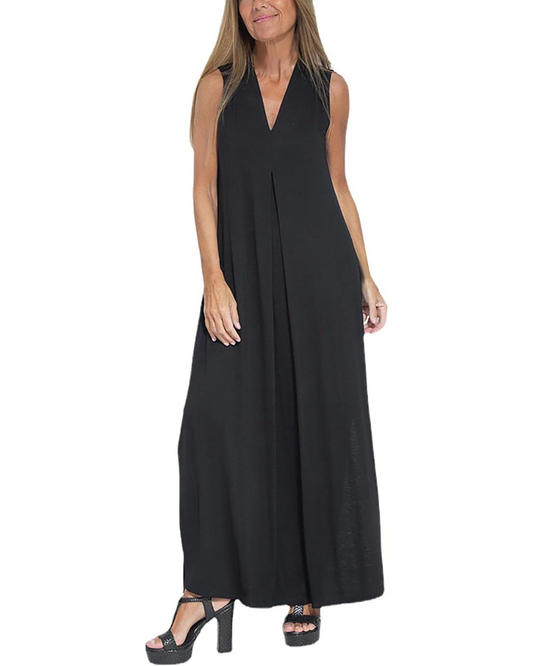 Vestido comprido elegante sem mangas para mulher