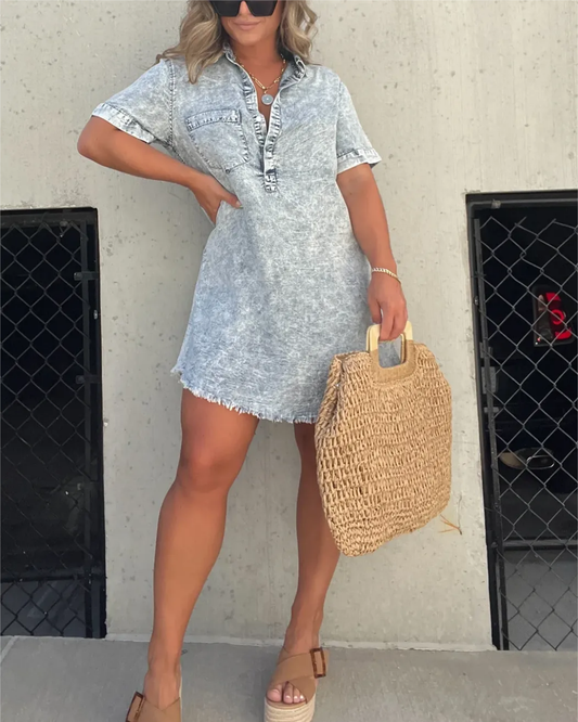 Vestido de camisa lavado para mulher