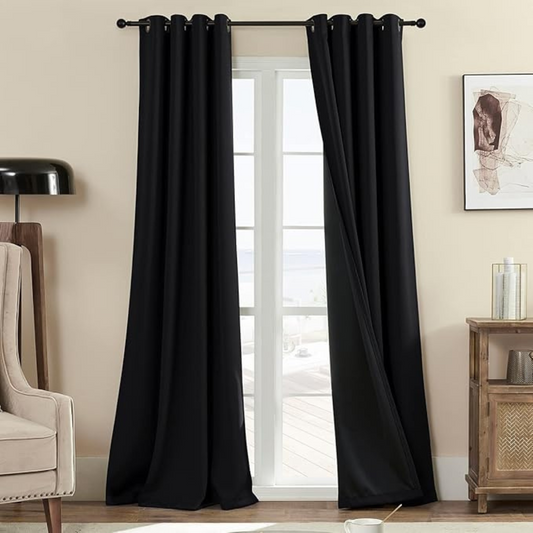Cortinas Full Blackout com Isolamento Térmico, Conjunto de 2 Painéis de 213 cm de Comprimento x 137 cm de Largura