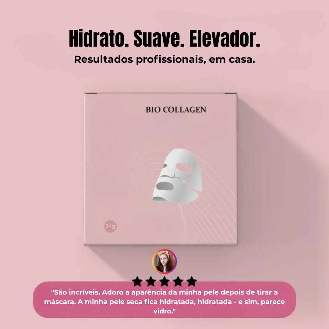 Máscara de Bio-Colagénio para uma Tez Luminosa e Cristalina 100% Testada por Dermatologistas