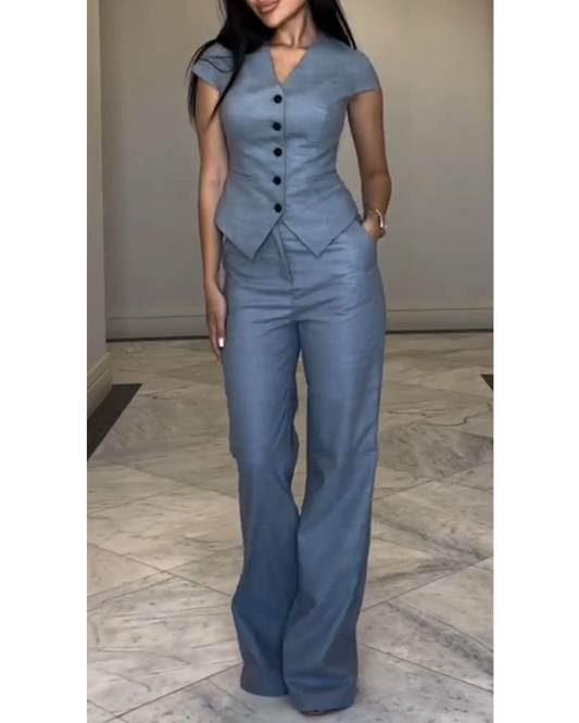 Conjunto de Linho com Blusa e Calça Frescor e Sofisticação