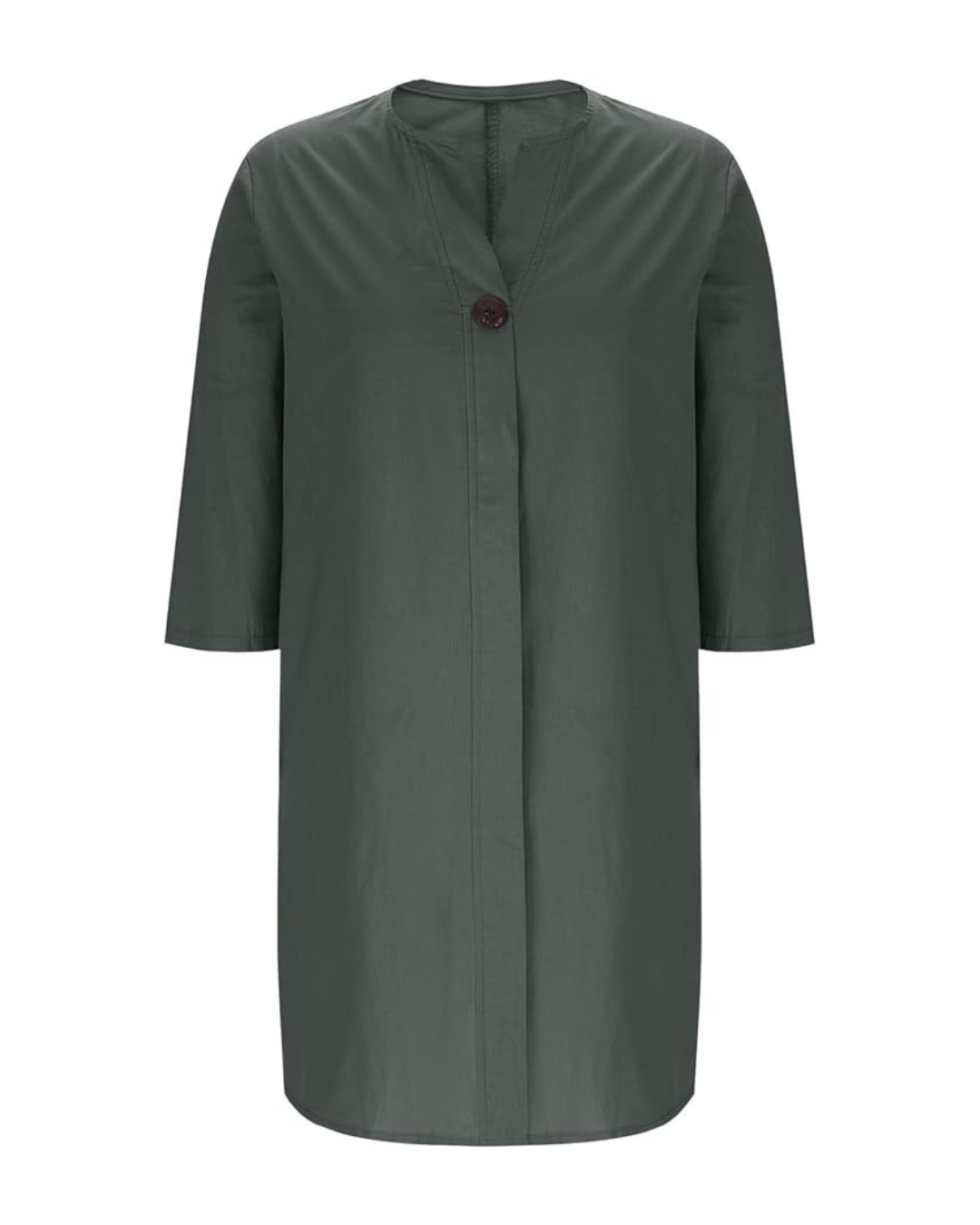 Vestido casual de linho respirável com decote em V