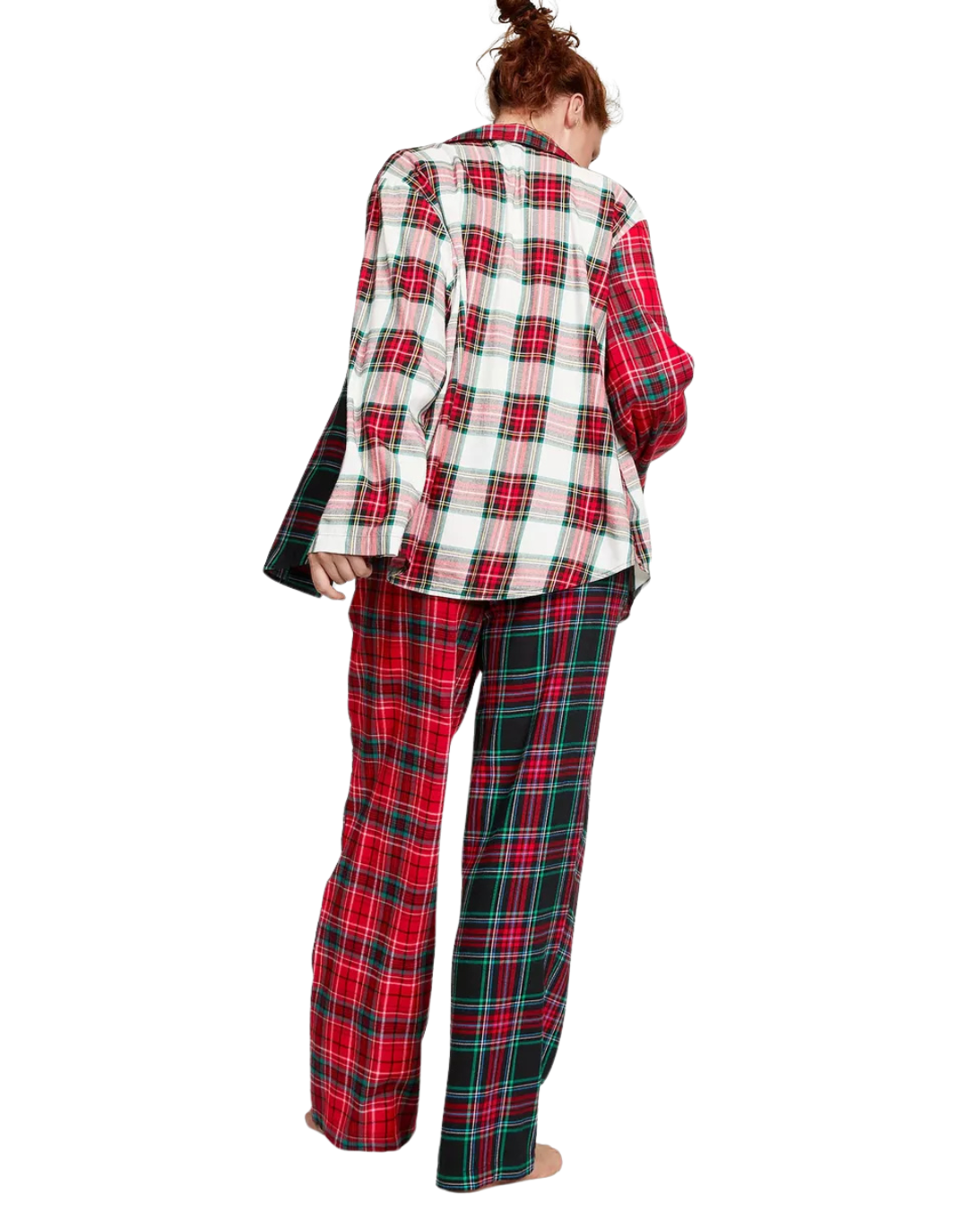 Pijama Xadrez de Natal com Camisa de Manga Comprida e Calças