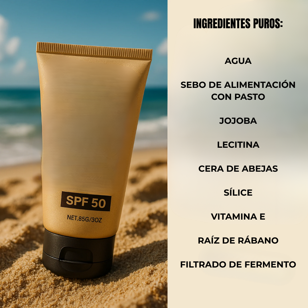 Protetor solar natural com sebo e FPS 50 para rosto e corpo (OFERTA 2X1)