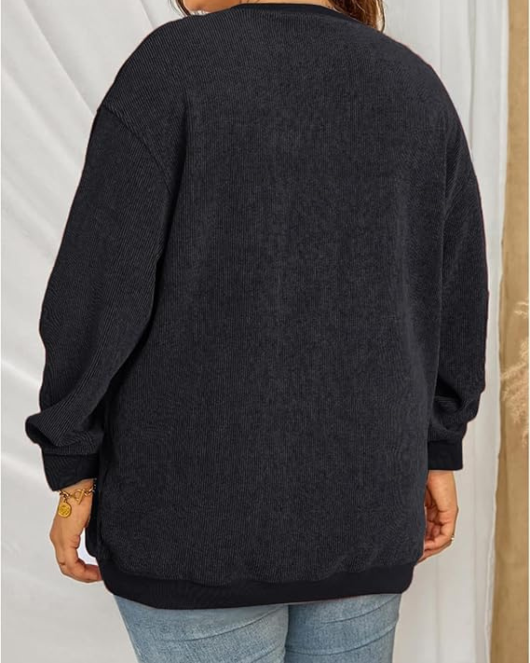 Camisola Casual de Manga Comprida com Gola Redonda para Mulher