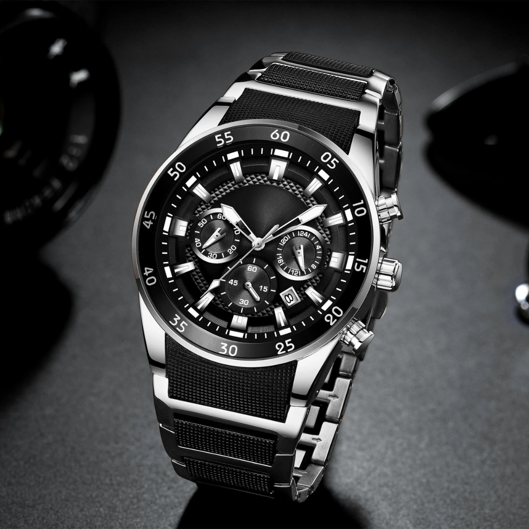 Relógio de quartzo multifuncional resistente à água para homem