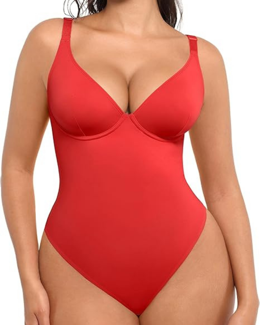 Body Tanga com Decote em V e Controlo da Barriga para Mulher