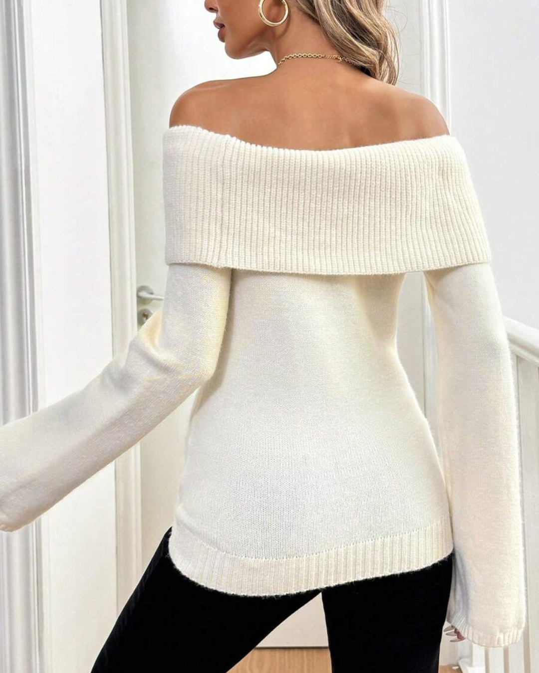 Camisola de Manga Comprida com Ombros Descobertos