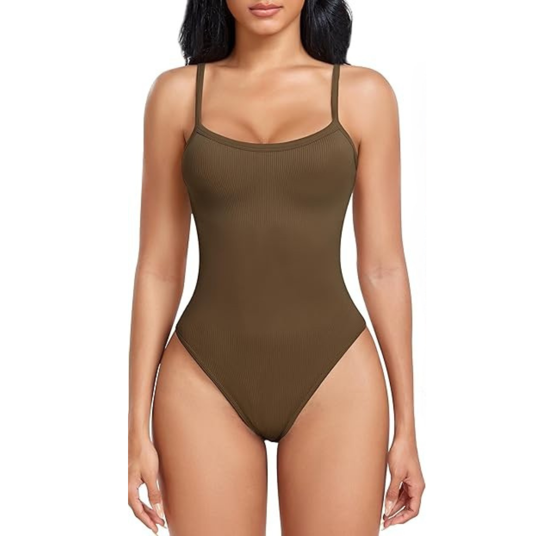 Body Sem Mangas com Nervuras e Alças de Esparguete Ajustáveis para Mulher