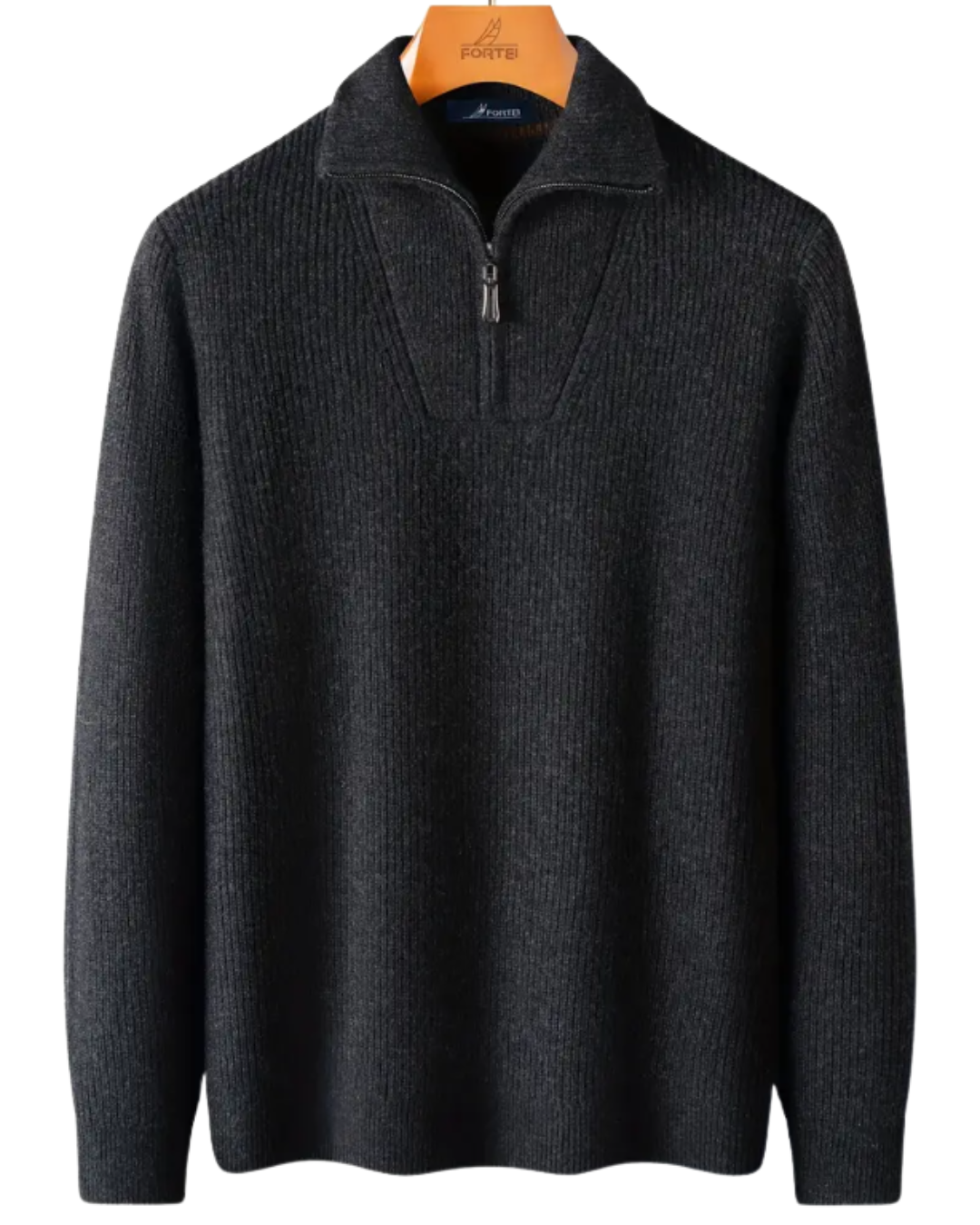 Jersey de Inverno de Lã com Fecho de Correr para Homem