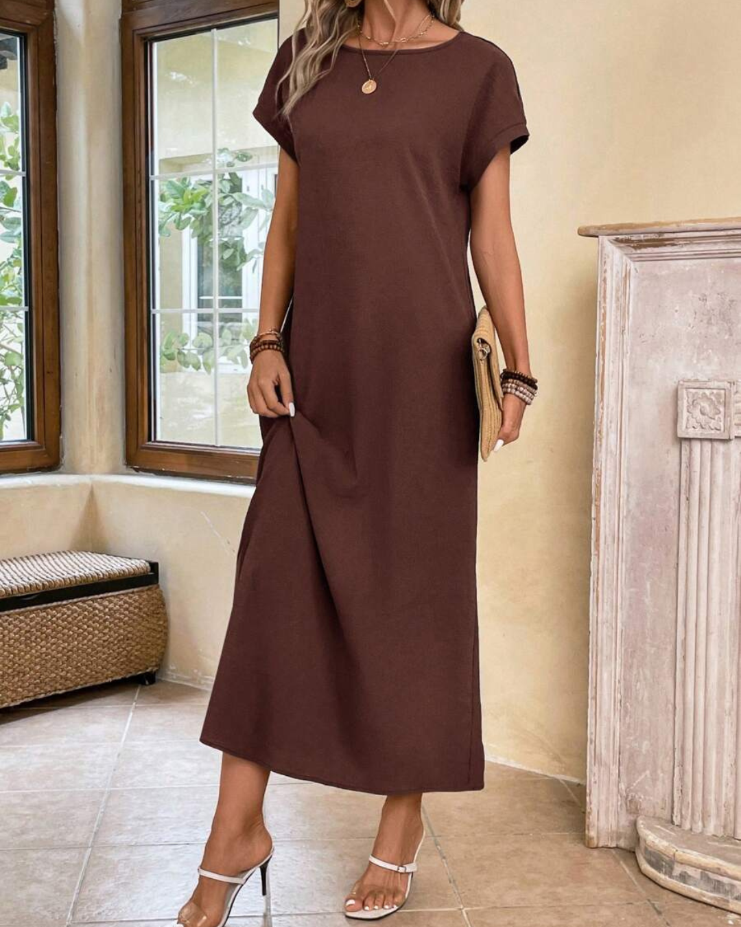 Vestido Comprido de Mulher, Largo e Sem Rugas