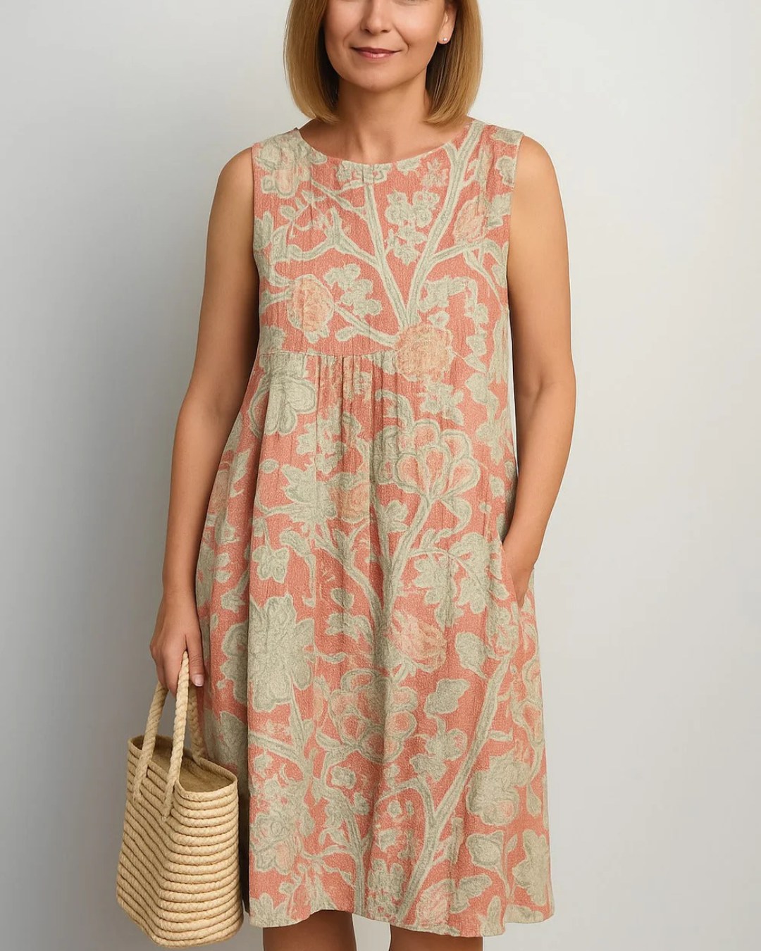 Vestido vintage com flores e mangas curtas