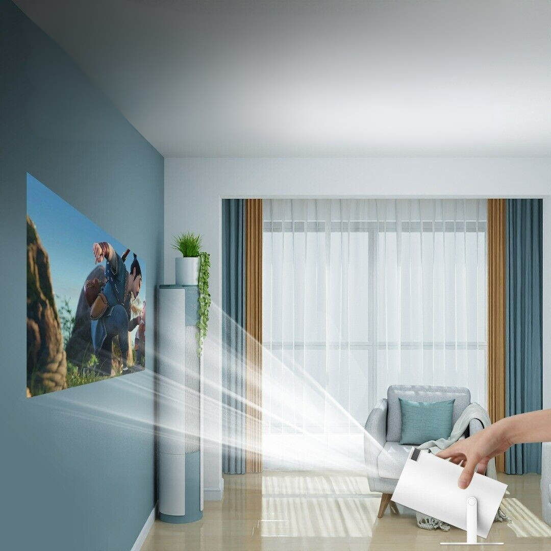 Projetor portátil inteligente com rotação de 180°