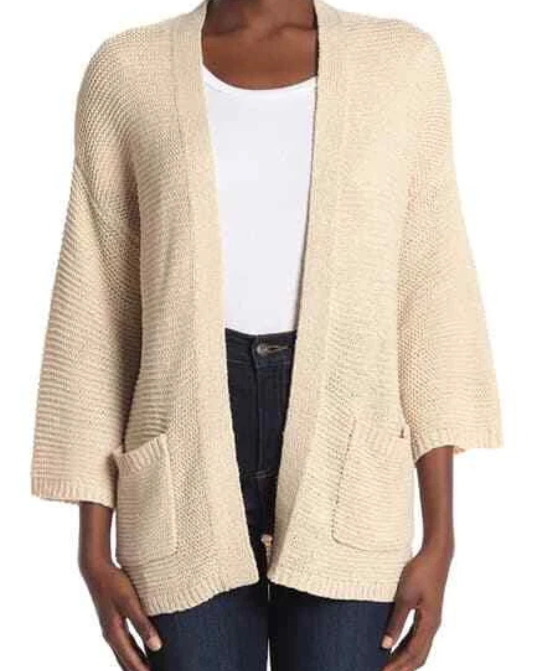 Casaco de malha casual com a frente aberta