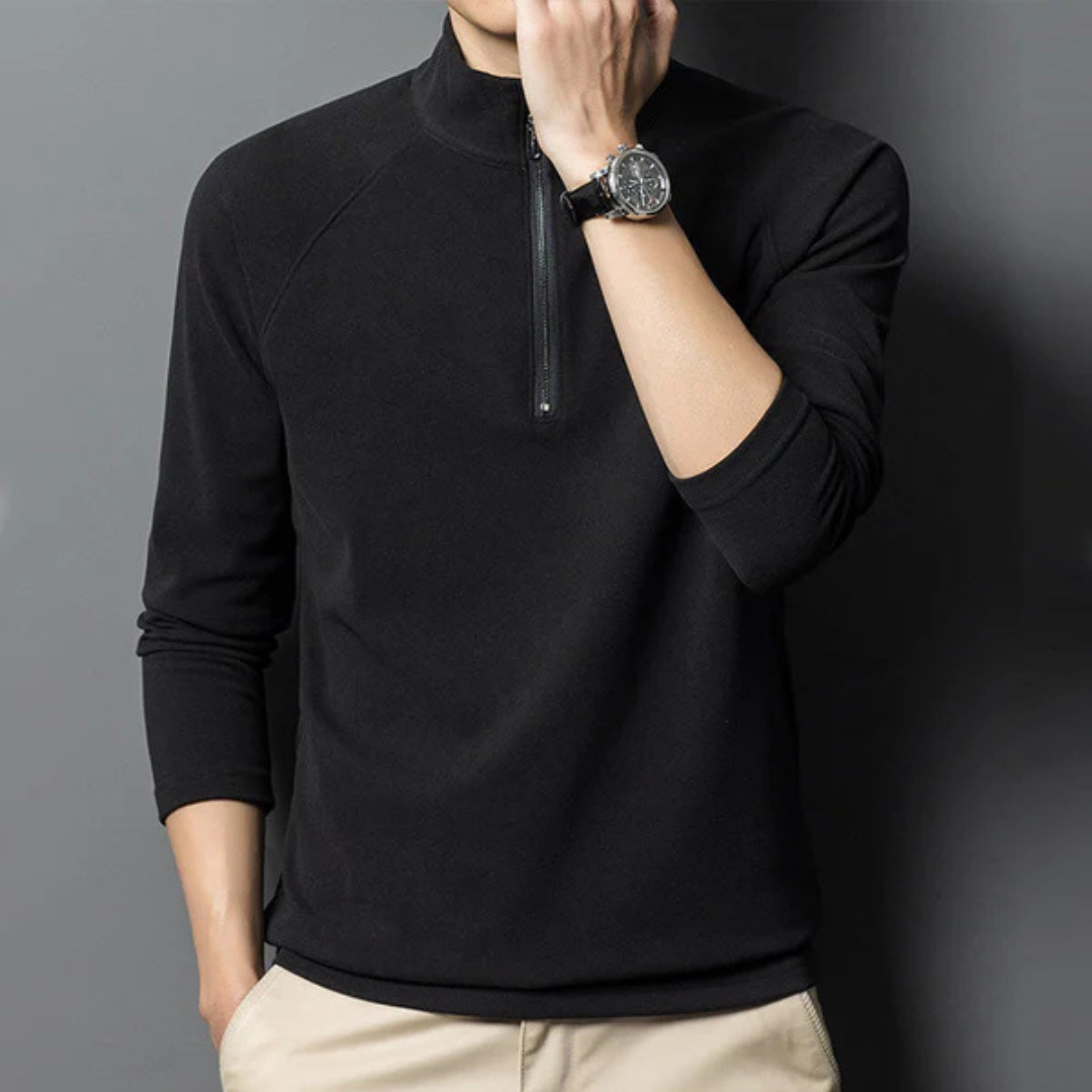 Camisola Térmica com Fecho de Correr Curto e Mangas Compridas para Homem