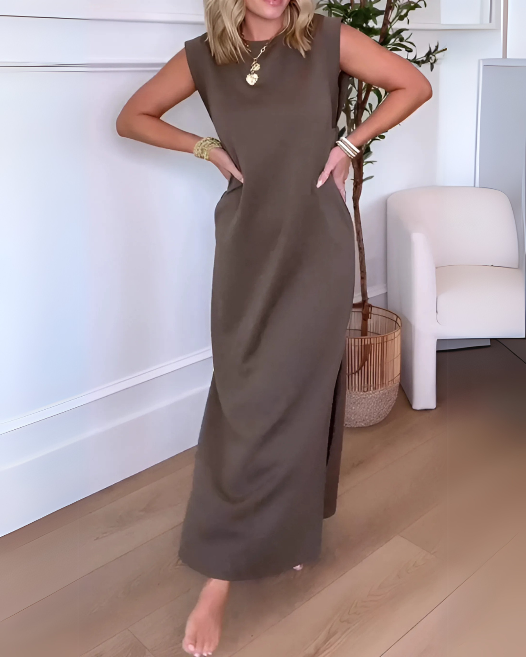 Vestido Longo Fluido Antivincos e Elegância Atemporal