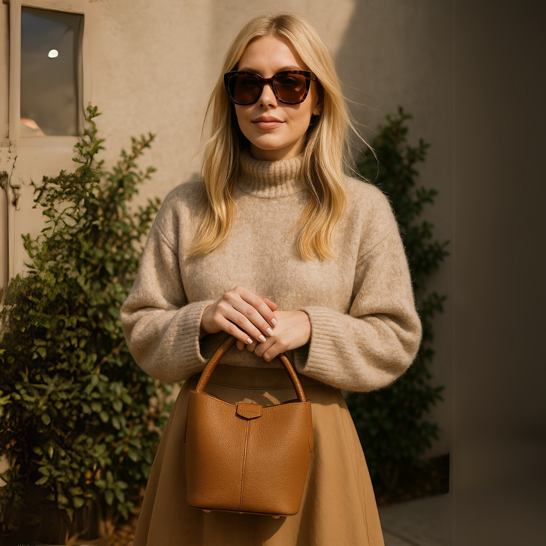 Bolsa de couro multifuncional elegante para mulher