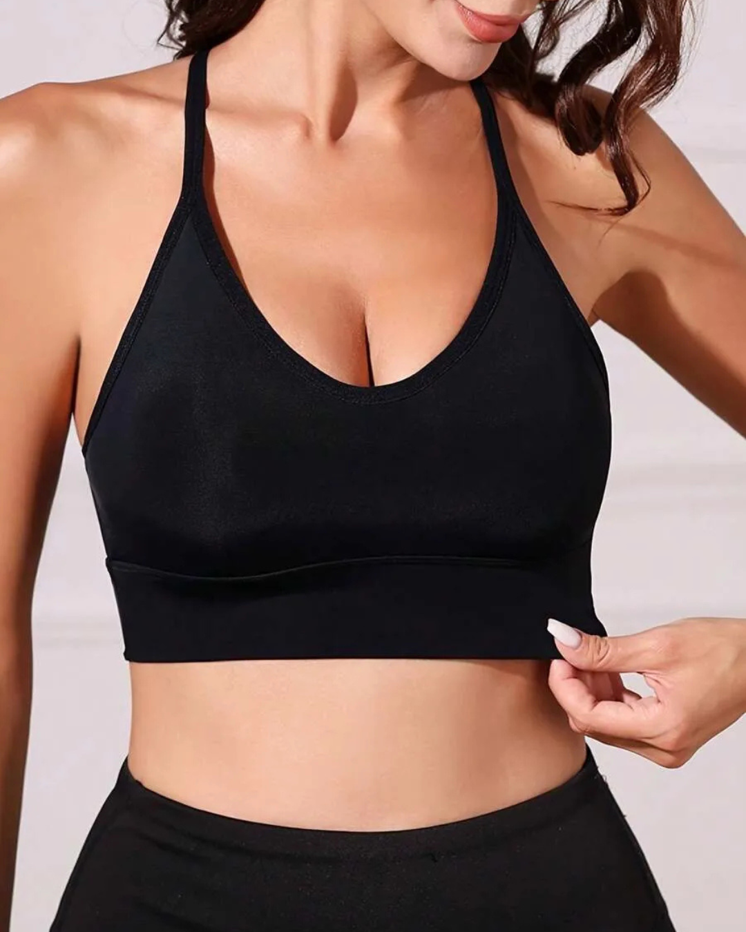 Soutien de desporto sem costuras com decote haltere e tecido elástico (OFERTA 2X1)