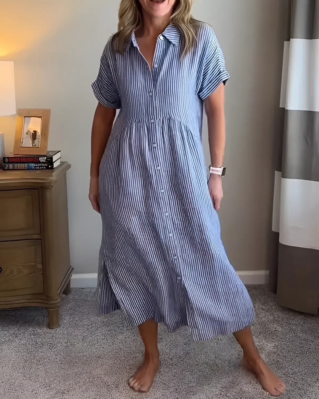 Vestido Camisero Holgado com Bolsos