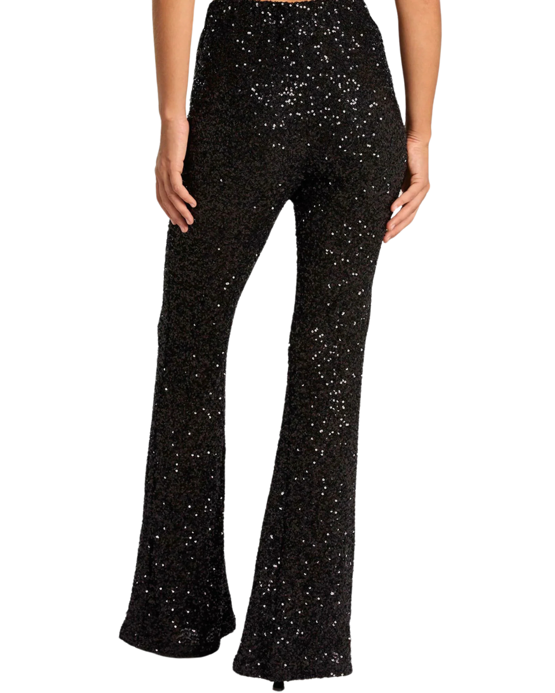 Calças com lantejoulas de cintura alta