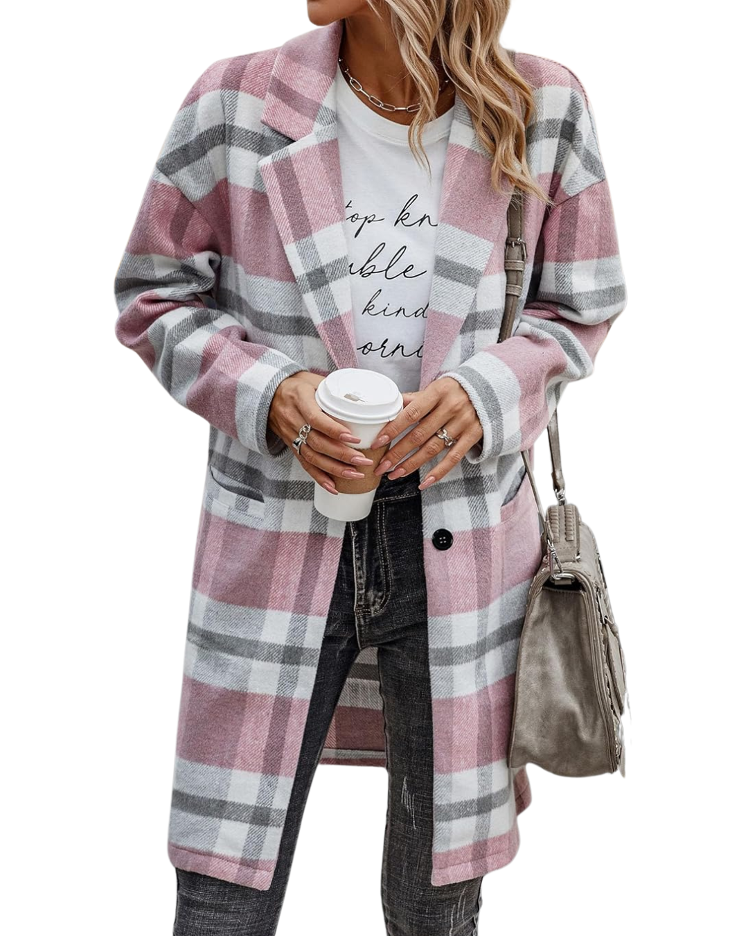 Casaco clássico estilo xadrez para mulher