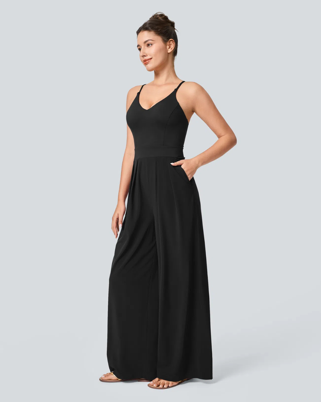 Macacão Elegante com Alças Finas e Calças Fluidas para Mulher