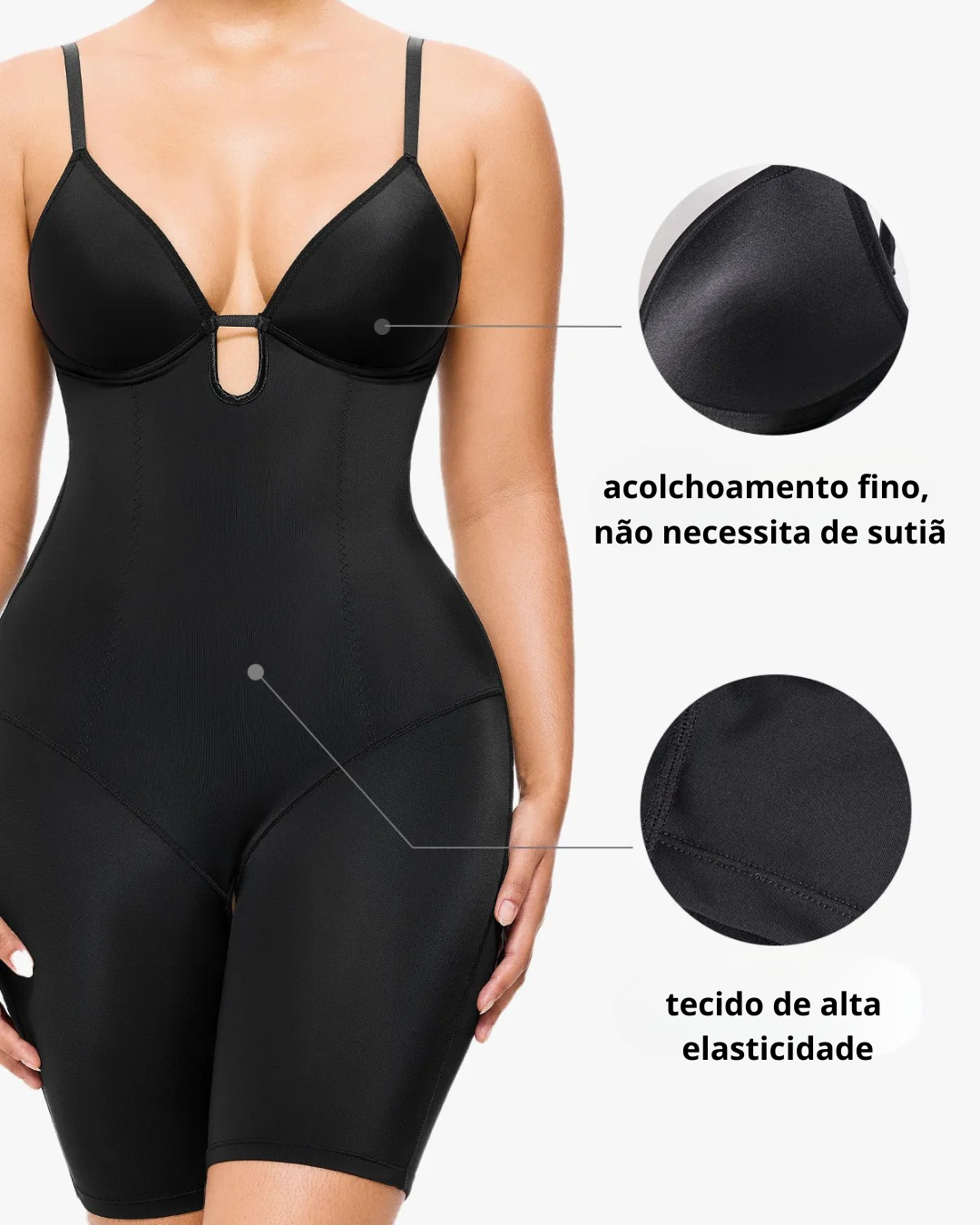 Body Modelador de corpo 2 em 1 com controlo da barriga