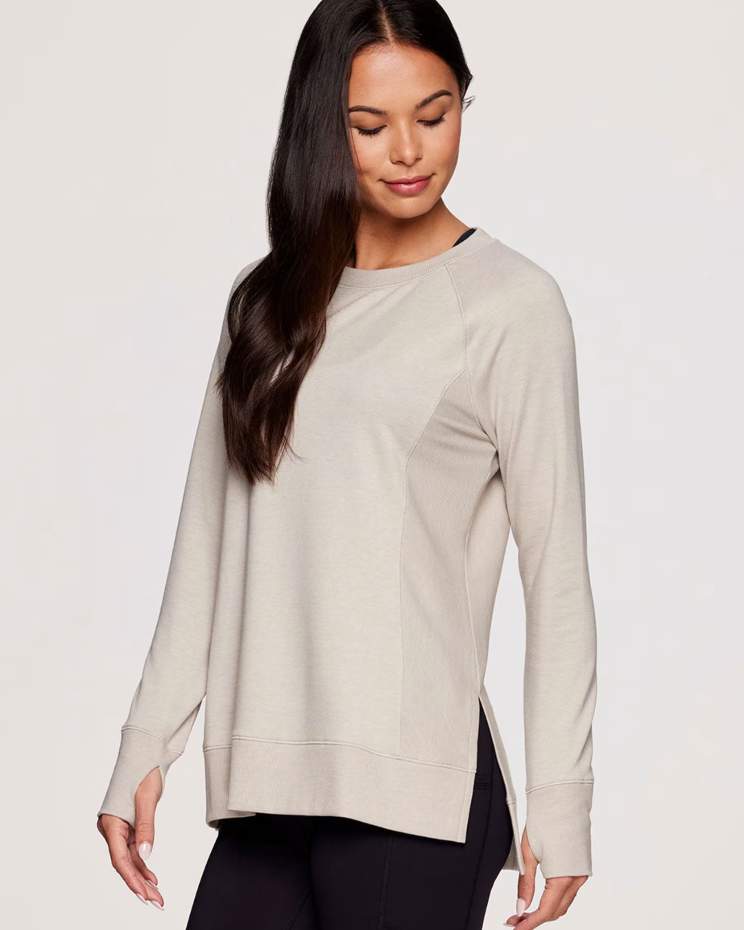 Camisola de Manga Comprida com Gola Redonda e Corte Largo para Mulher