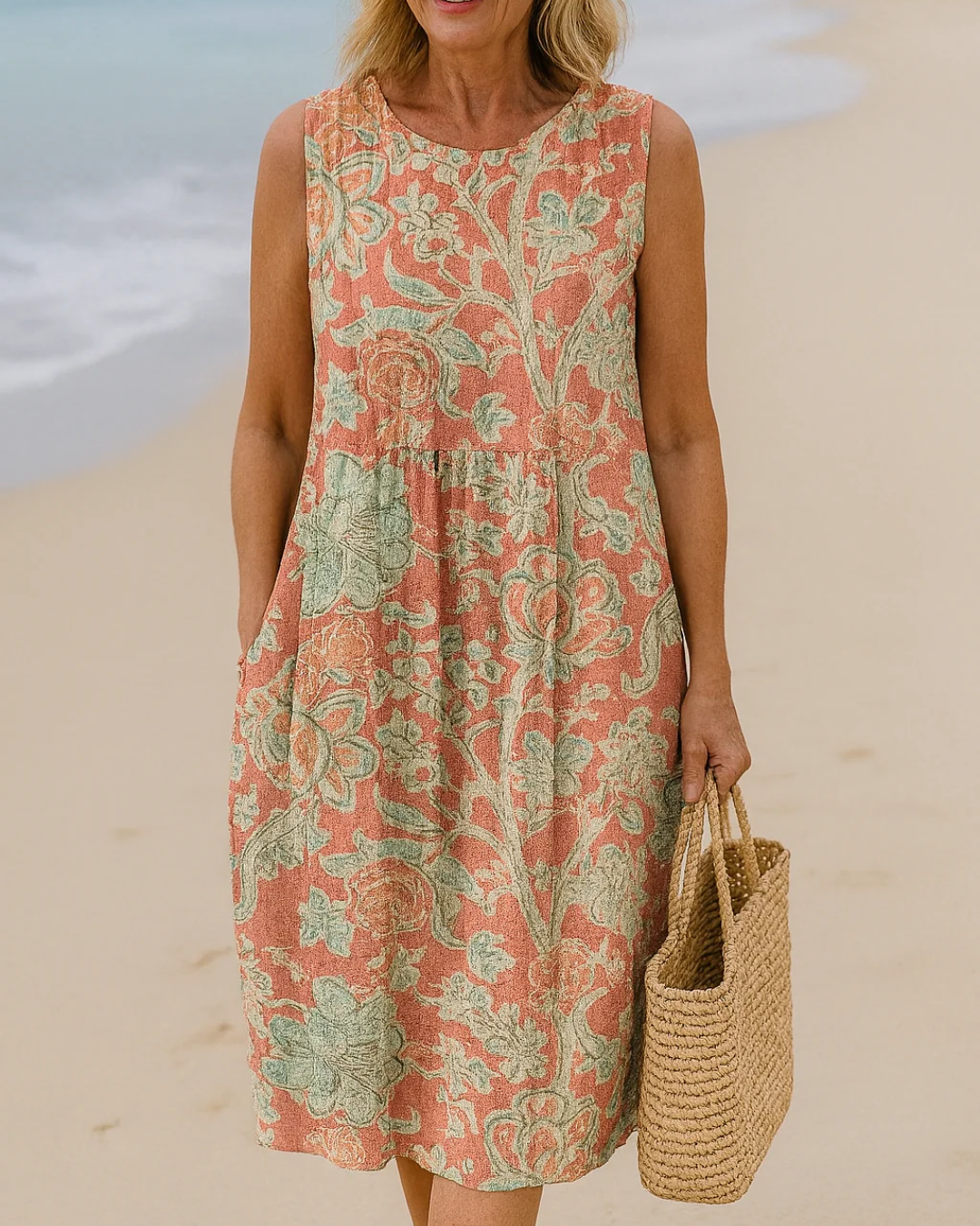 Vestido vintage com flores e mangas curtas