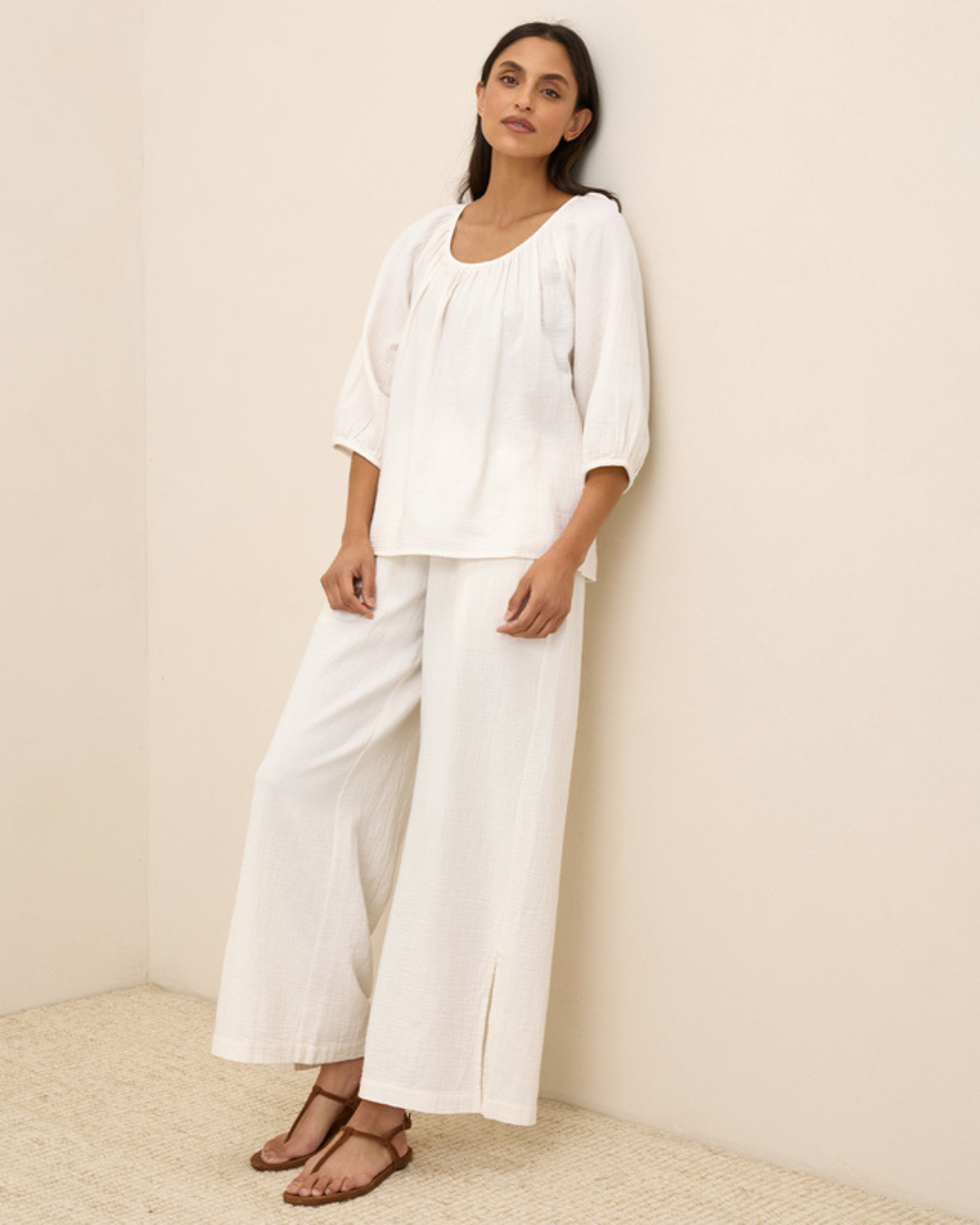 Blusa de Gola Redonda em Dupla Gaze Leveza e Estilo Natural