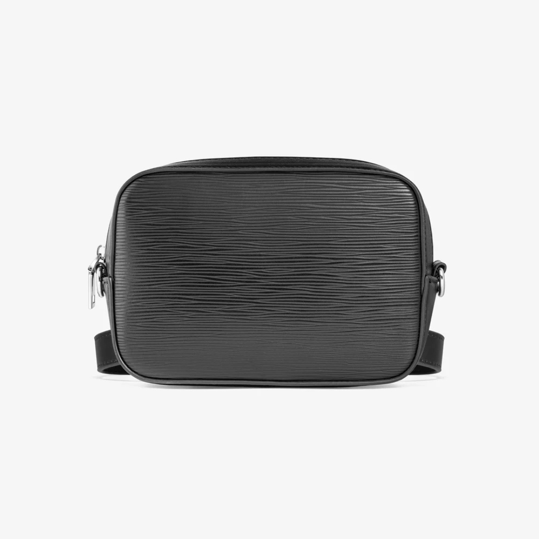Bolsa de ombro em couro sintético com bolso frontal para homem
