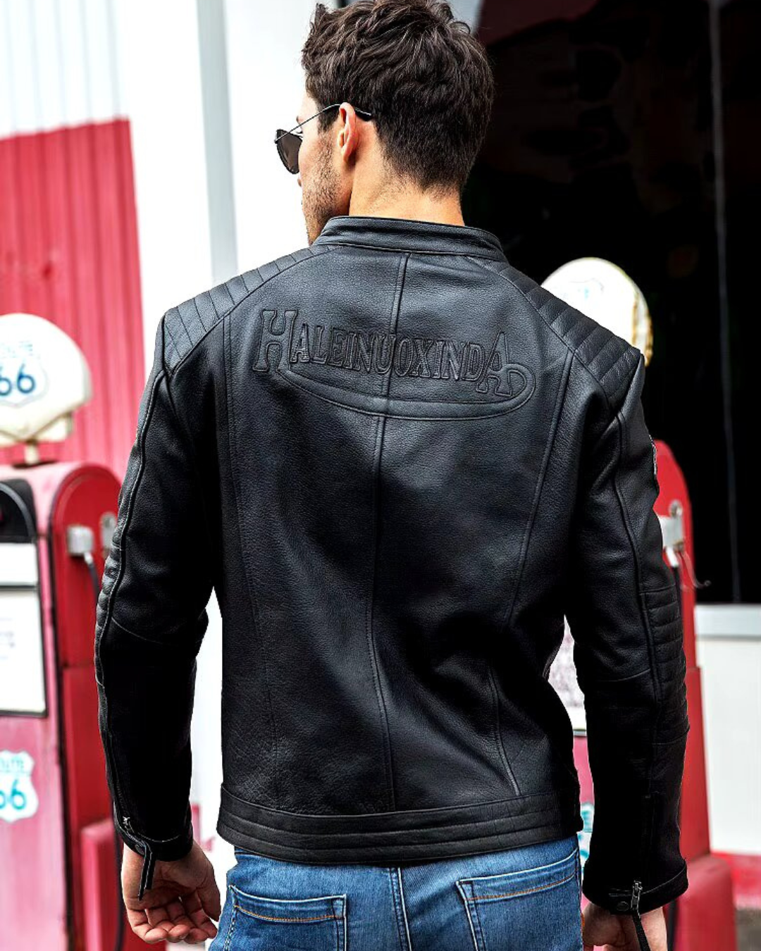 Casaco de couro genuíno para homem e mulher