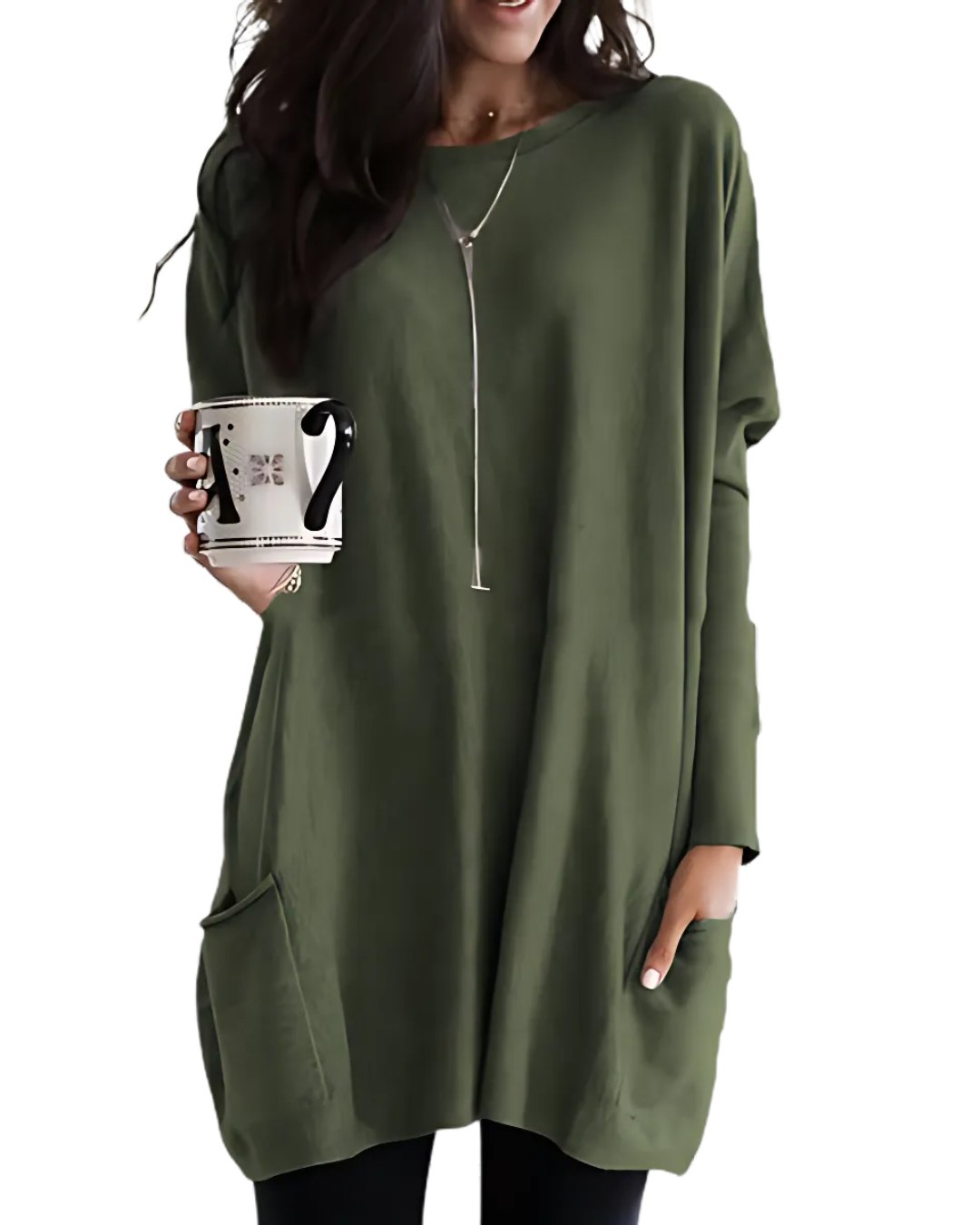 Camisa de Manga Comprida Casual para Mulher com Bolsos