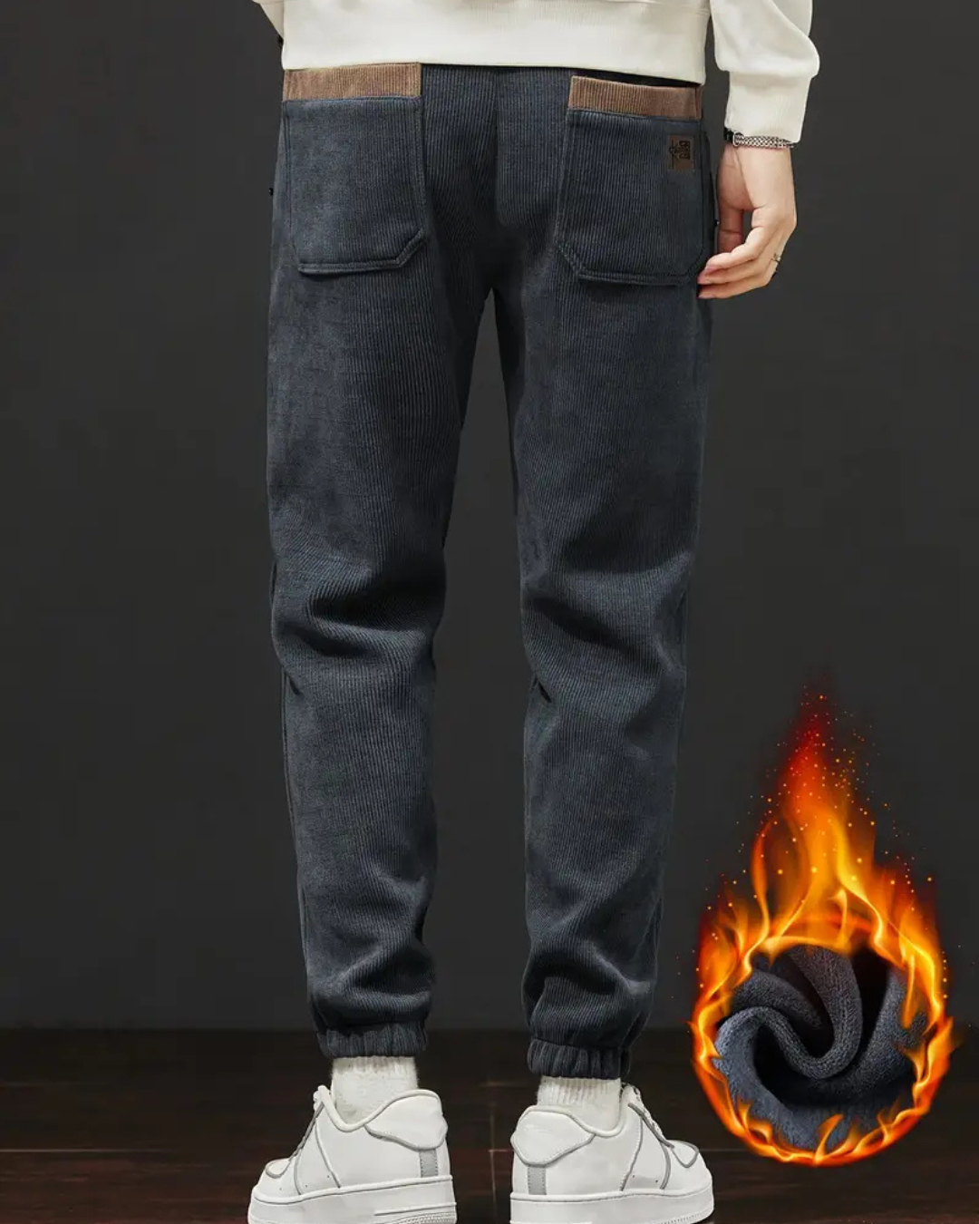 Calças Jogger Casuais para Homem com Forro Polar