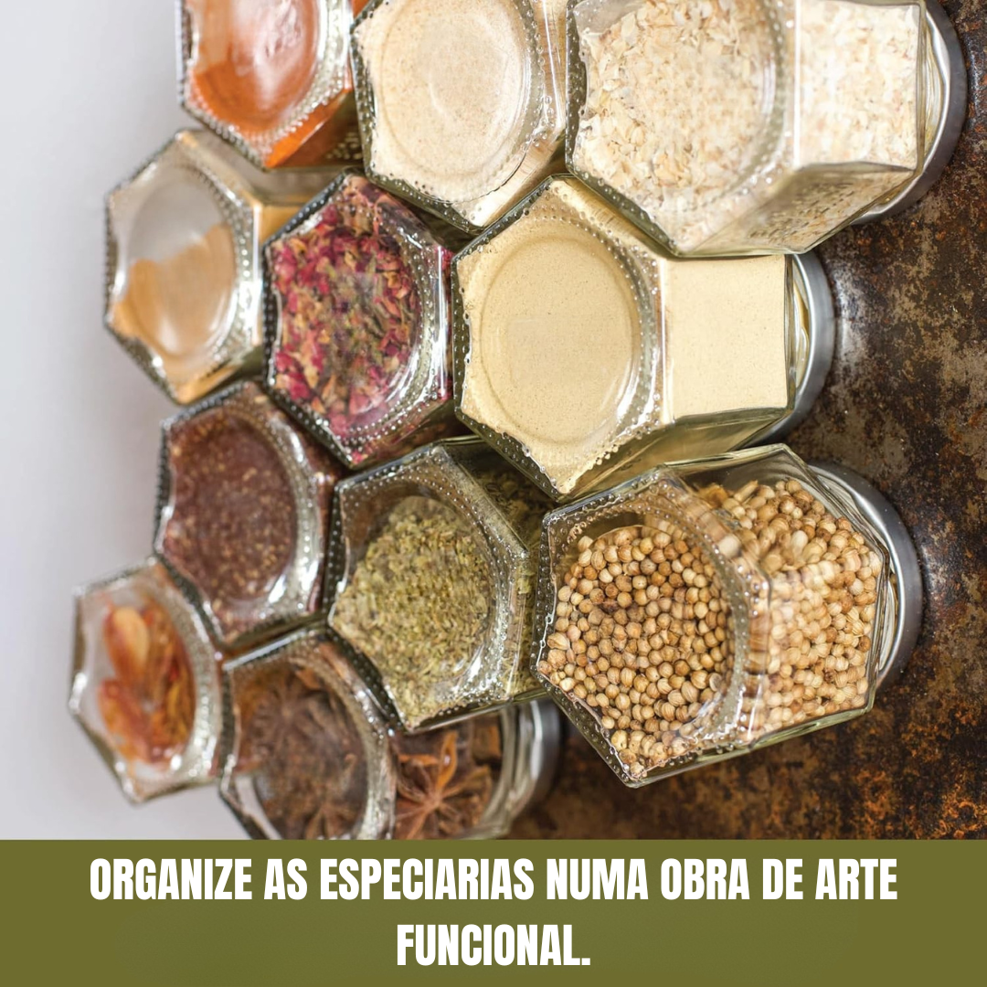 Frascos magnéticos para especiarias de 10 unidades