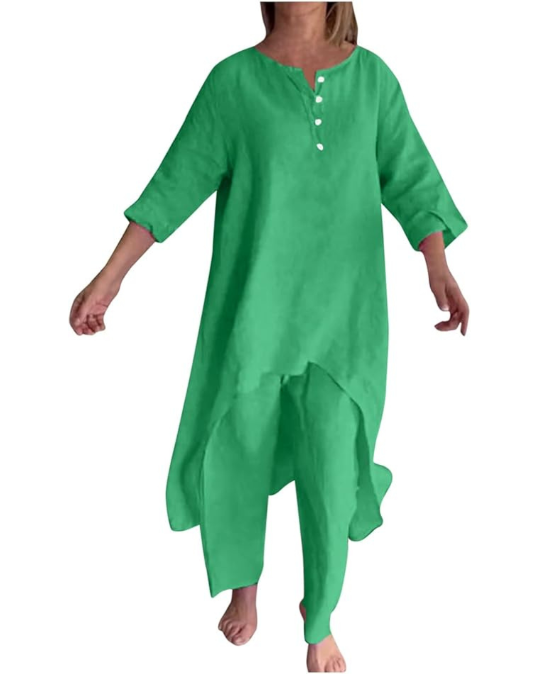 Conjunto Casual de Linho Para Mulher Estilo Natural