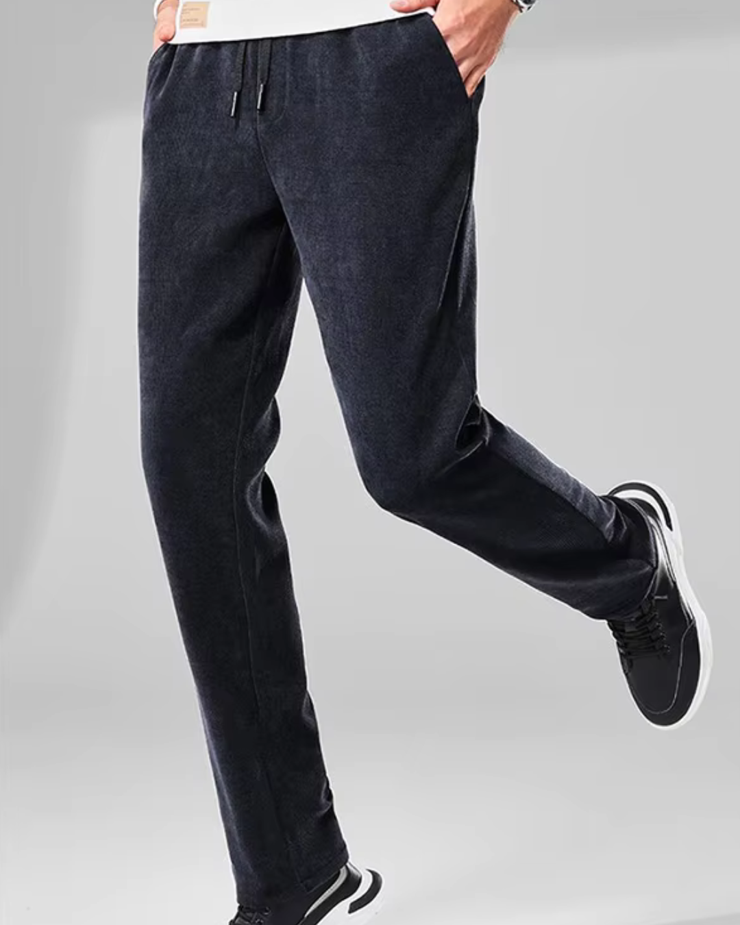Calças Casuais de Veludo para Homem com Cintura Elástica